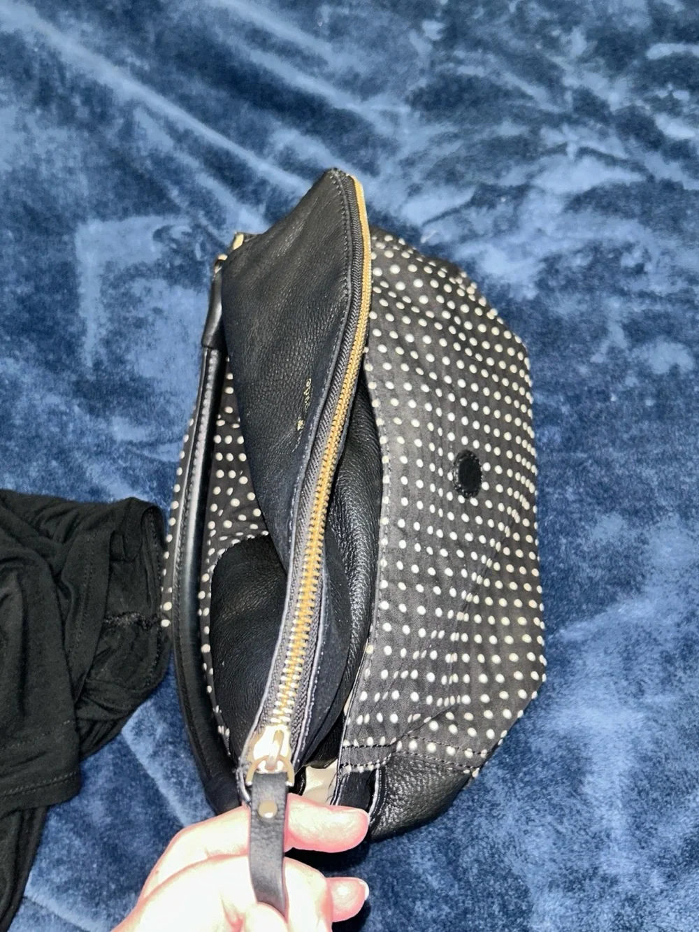 kate spade Black Leather Purse with White Polka Dot Panel